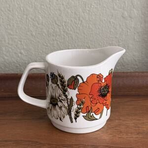 Vintage Poppy Flowers Daisy Wildflower Creamer Pitcher Made in England Ceramic